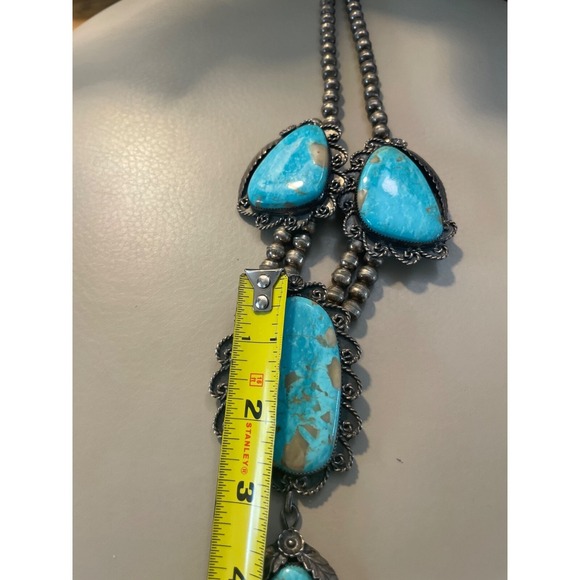 ONE OF THE MOST LUXURIOUS VINTAGE NATIVE AMERICAN NAVAJO TURQUOISE STERLING SILV - Picture 12 of 13